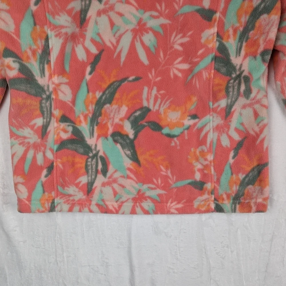 Columbia Floral Fleece Jacket‎ Youth XL Peachy Pink Green